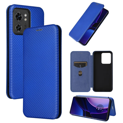 Blue carbon fiber texture flip leather phone case with card holder panel