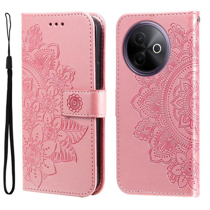 Light purple embossed floral phone wallet case with folio cover, card slots, and wrist strap