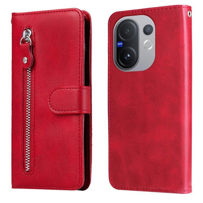 Red zipper leather wallet phone case with side zipper and front card slot flap