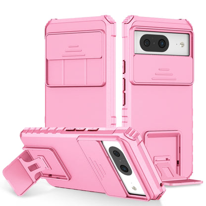 Pink phone case with sliding camshield and built-in kickstand