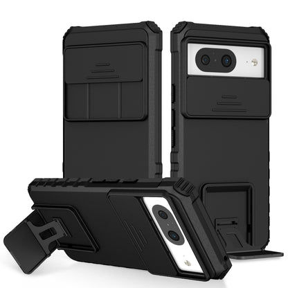 Black phone case with sliding camshield and built-in kickstand