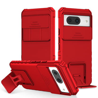 Red phone case with sliding camshield and built-in kickstand