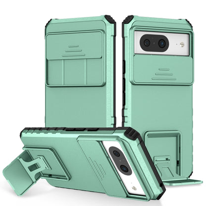 Light green phone case with sliding camshield and built-in kickstand