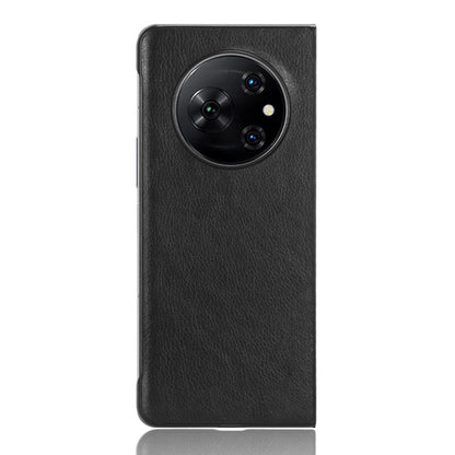 Black litchi-texture phone case with round camera cutout for Tecno Phantom V Fold