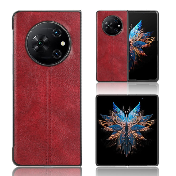 Textured flip phone case with circular camera cutouts, red front and back views