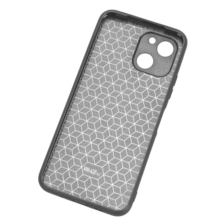 Textured gray back phone case with dual camera cutouts and dark bumper edges