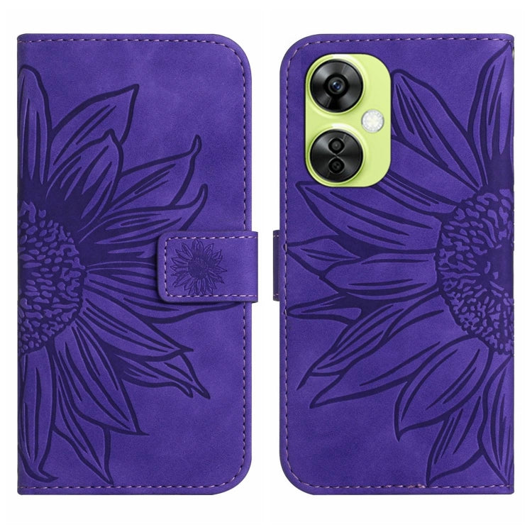 Purple embossed leather folio phone case with magnetic strap and card slot