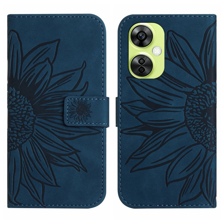 Navy embossed leather folio phone case with magnetic strap and card slot