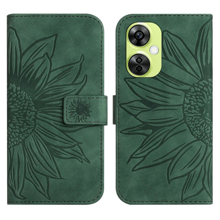 Green embossed leather folio phone case with magnetic strap and card slot