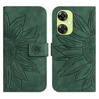 Green embossed leather folio phone case with magnetic strap and card slot
