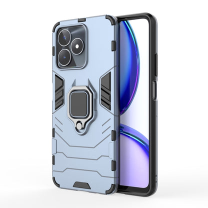 Light blue magnetic ring holder rugged phone case with raised camera protection