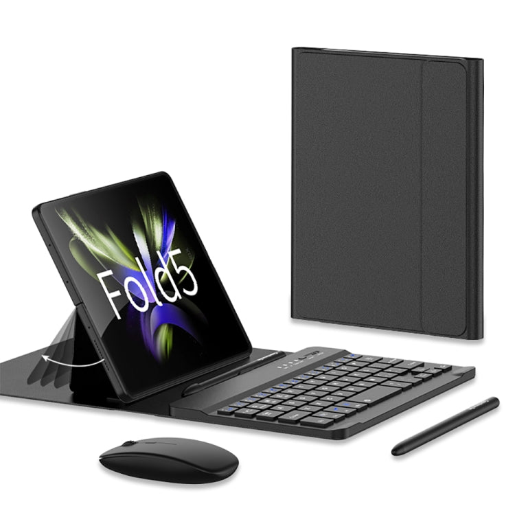 Black folio-style case with Bluetooth keyboard, pen, and mouse set