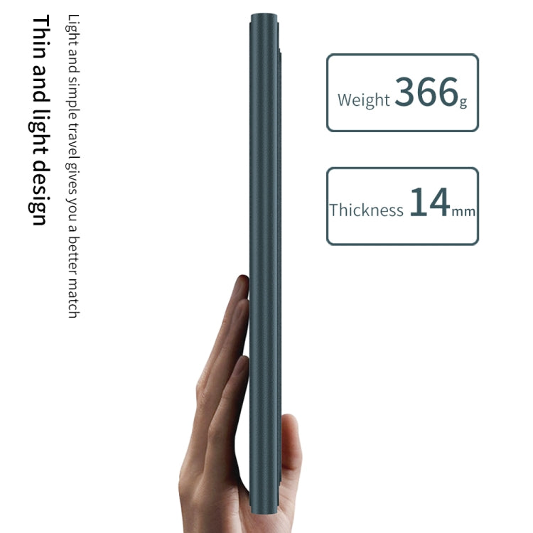 Slim stylus pen with 366 g weight and 14 mm thickness callouts