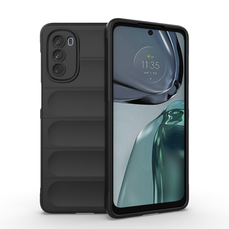 Black phone case with ridged grip and raised camera cutouts