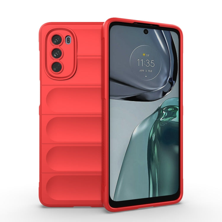 Red phone case with ridged grip and raised camera cutouts