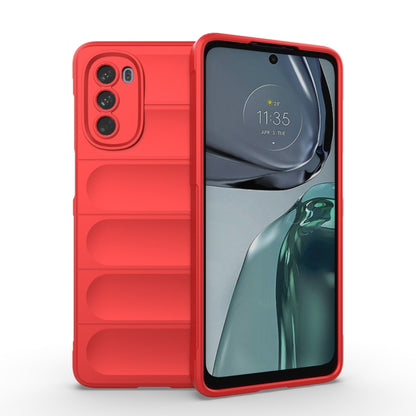 Red phone case with ridged grip and raised camera cutouts