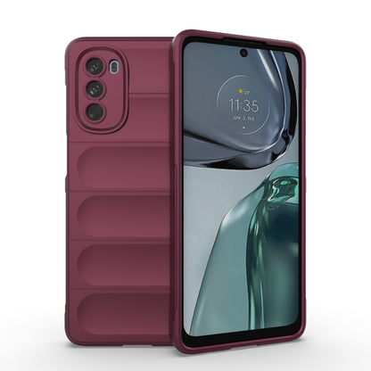Wine red TPU phone case with ridged grip and dual camera cutouts