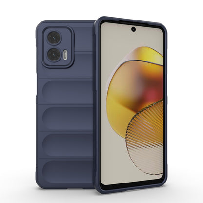 Navy phone case with ridged grip and raised camera cutouts