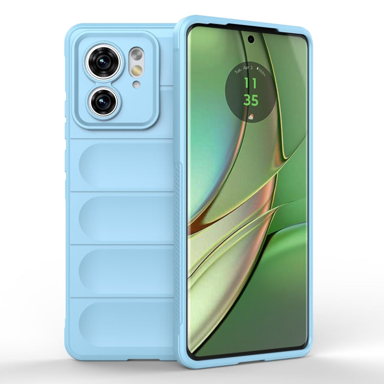 Light blue rugged phone case with camera cutouts and textured grip panels