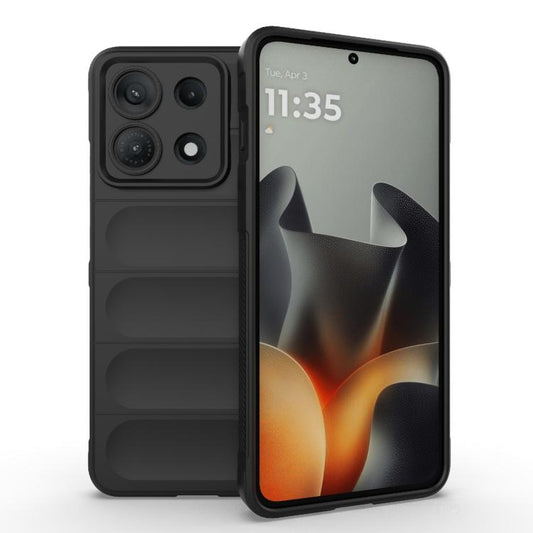 Black TPU phone case with flannel lining, raised camera cutouts and screen protection.