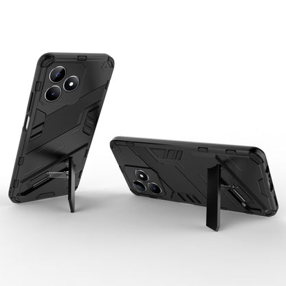 Rugged armor phone case with holder, black with folding kickstand for angled viewing