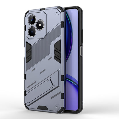 Rugged armor phone case with holder, gray TPU shell with textured armor grip
