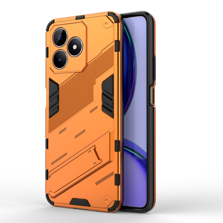 Orange armored phone case with textured grip and shockproof bumper, for smartphone