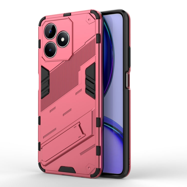 Pink armored phone case with textured grip and shockproof bumper, for smartphone