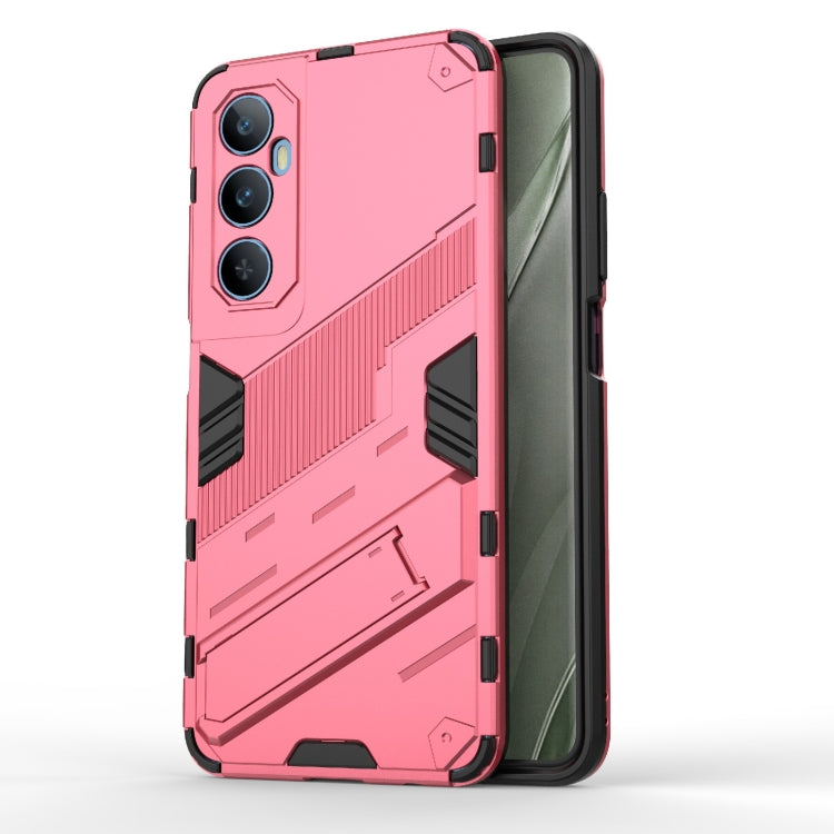 Pink rugged armor TPU phone case with camera cutouts and side button covers