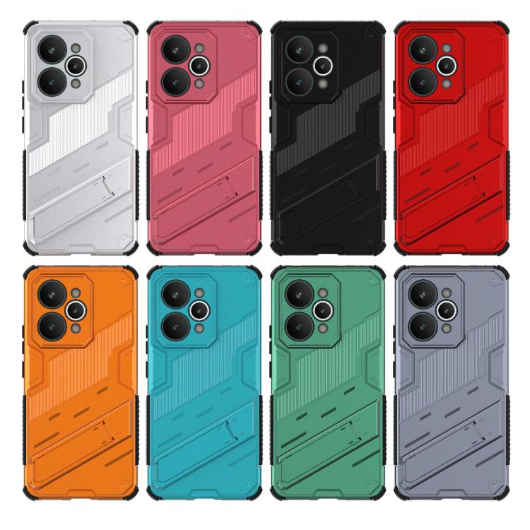 Assorted rugged 2-in-1 TPU phone cases with holder in multiple colors, armored texture