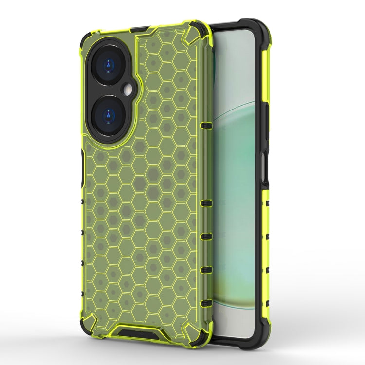 Shockproof honeycomb phone case with TPU bumper, green hex pattern, for Huawei nova 11i