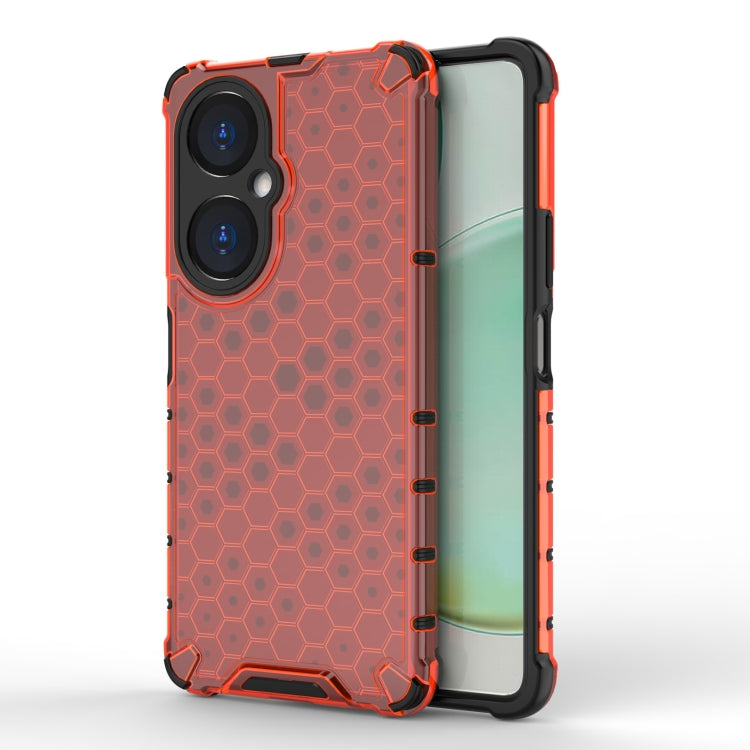 Shockproof honeycomb phone case, orange-red hex pattern with TPU bumper, for Huawei nova 11i