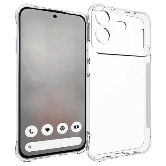 Transparent shockproof TPU phone case with raised corners and precise cutouts