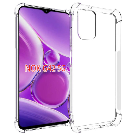 Transparent shockproof TPU phone case with raised edges, for device screen protection