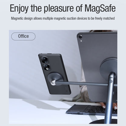 NILLKIN magnetic phone case with circular MagSafe-style ring on textured black back