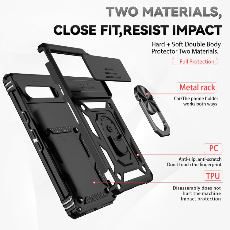 Black rugged phone case with ring stand and protective kickstand design