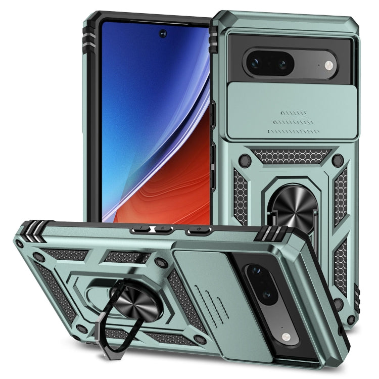 Sliding Camshield holder phone case with kickstand ring, armored, dark green