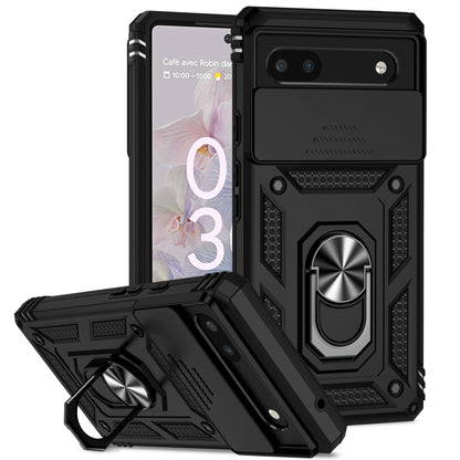 Sliding Camshield holder phone case with kickstand ring, armored, black