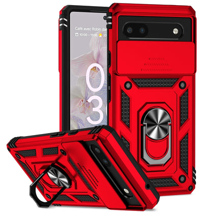 Sliding Camshield holder phone case with kickstand ring, armored, red