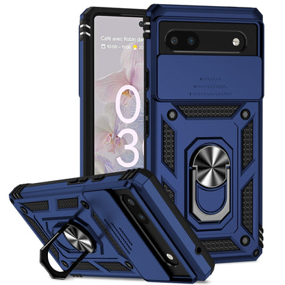 Sliding Camshield holder phone case with kickstand ring, armored, blue