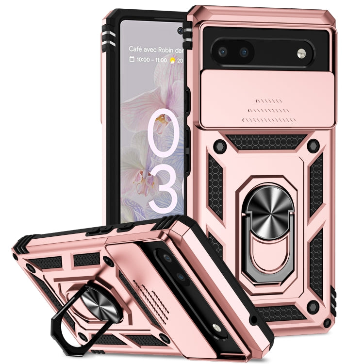 Sliding Camshield holder phone case with kickstand ring, armored, pink
