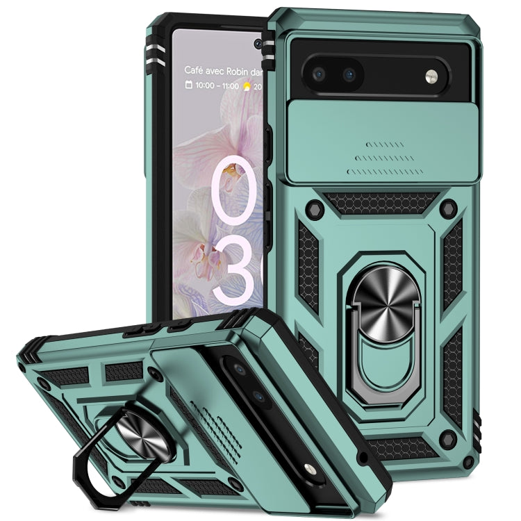 Sliding Camshield holder phone case with kickstand ring, armored, mint green