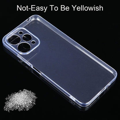Transparent TPU phone case with camera cutouts, angled back view for Xiaomi Redmi 12