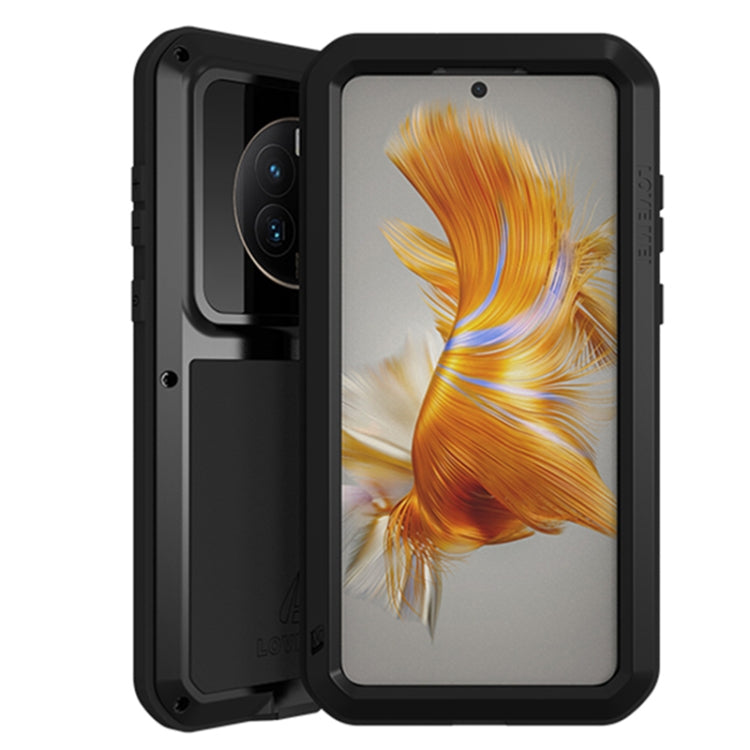 Black rugged phone case with front screen cover and camera cutouts