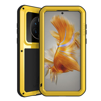 Yellow rugged phone case with front screen cover and camera cutouts