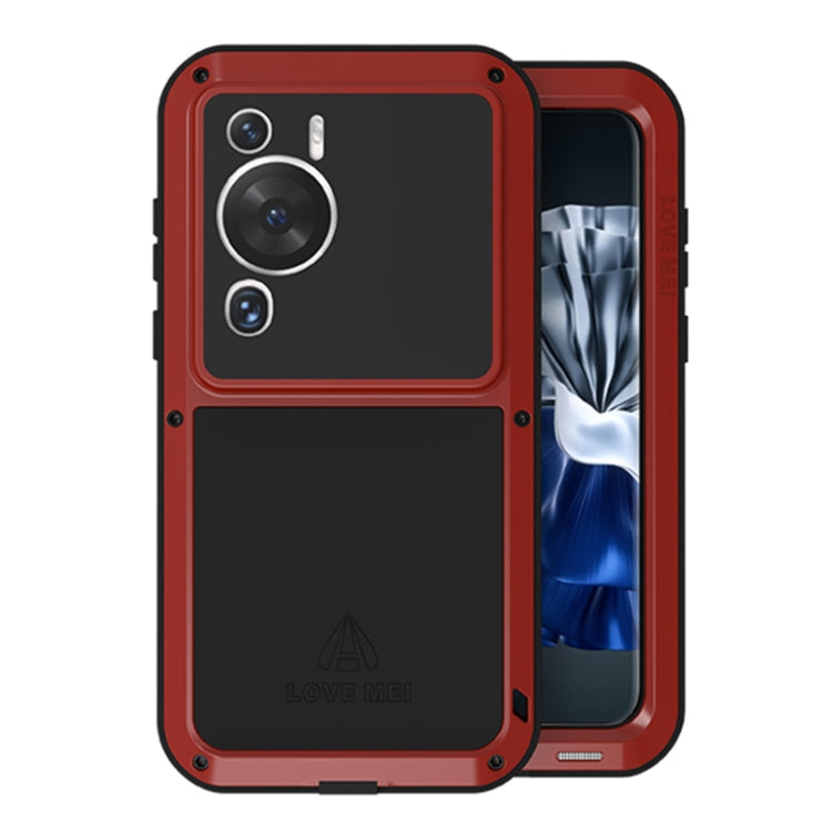 Red rugged phone case with dual-layer shockproof design and camera cutouts