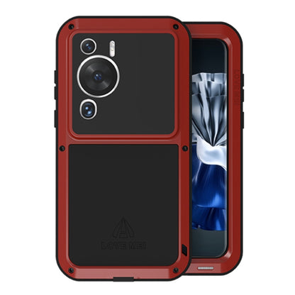 Red rugged phone case with dual-layer shockproof design and camera cutouts