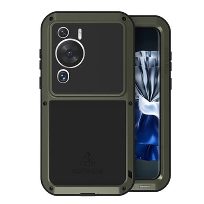 Army green rugged phone case with dual-layer shockproof design and camera cutouts