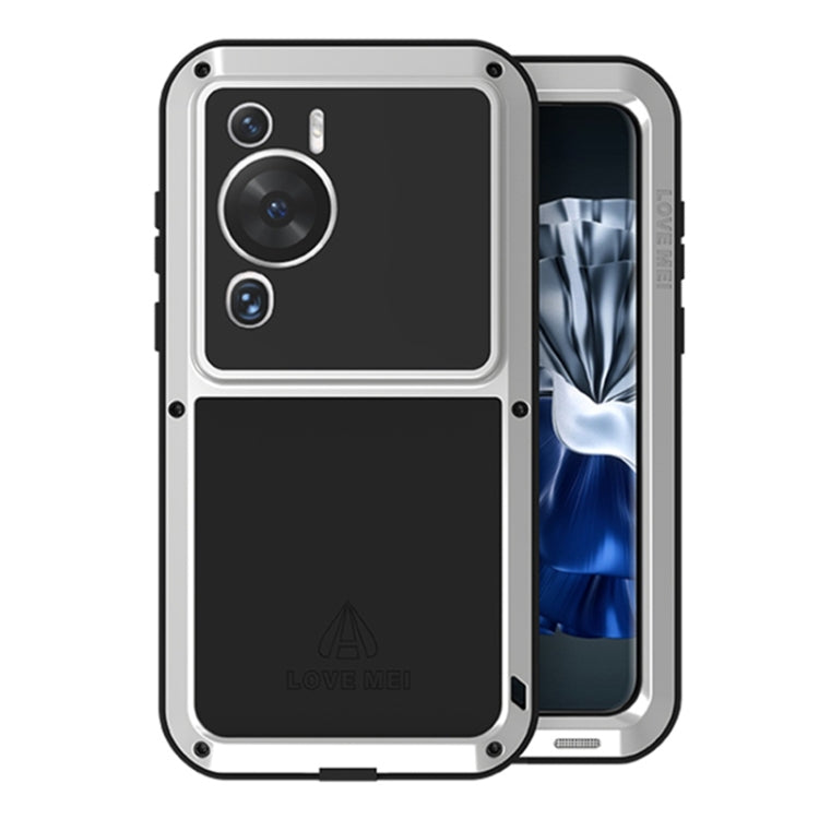 Silver rugged phone case with dual-layer shockproof design and camera cutouts