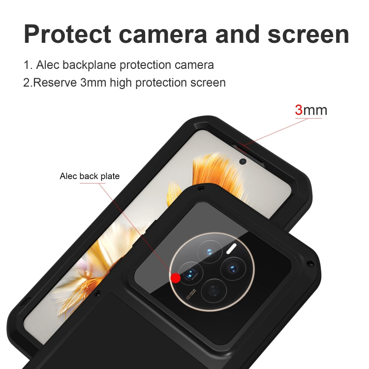 Black phone case with raised screen and camera protection around lens cutout